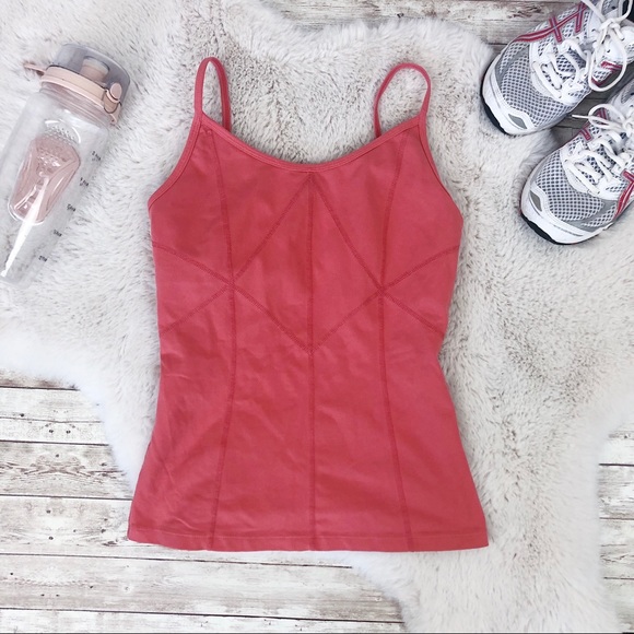 PrAna Peach Diamond Pattern Yoga Tank Top Small - Picture 1 of 6